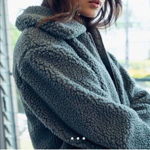 BDG fleece teddy jacket in green